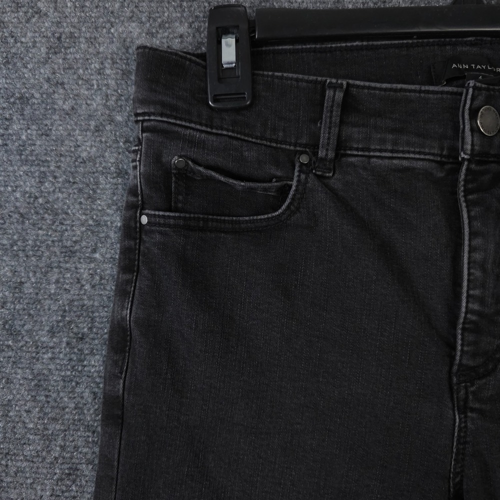 Ann Taylor Jeans Womens 4 Black The Skinny Crop Stretch Denim Raw Hem Casual - Picture 9 of 12